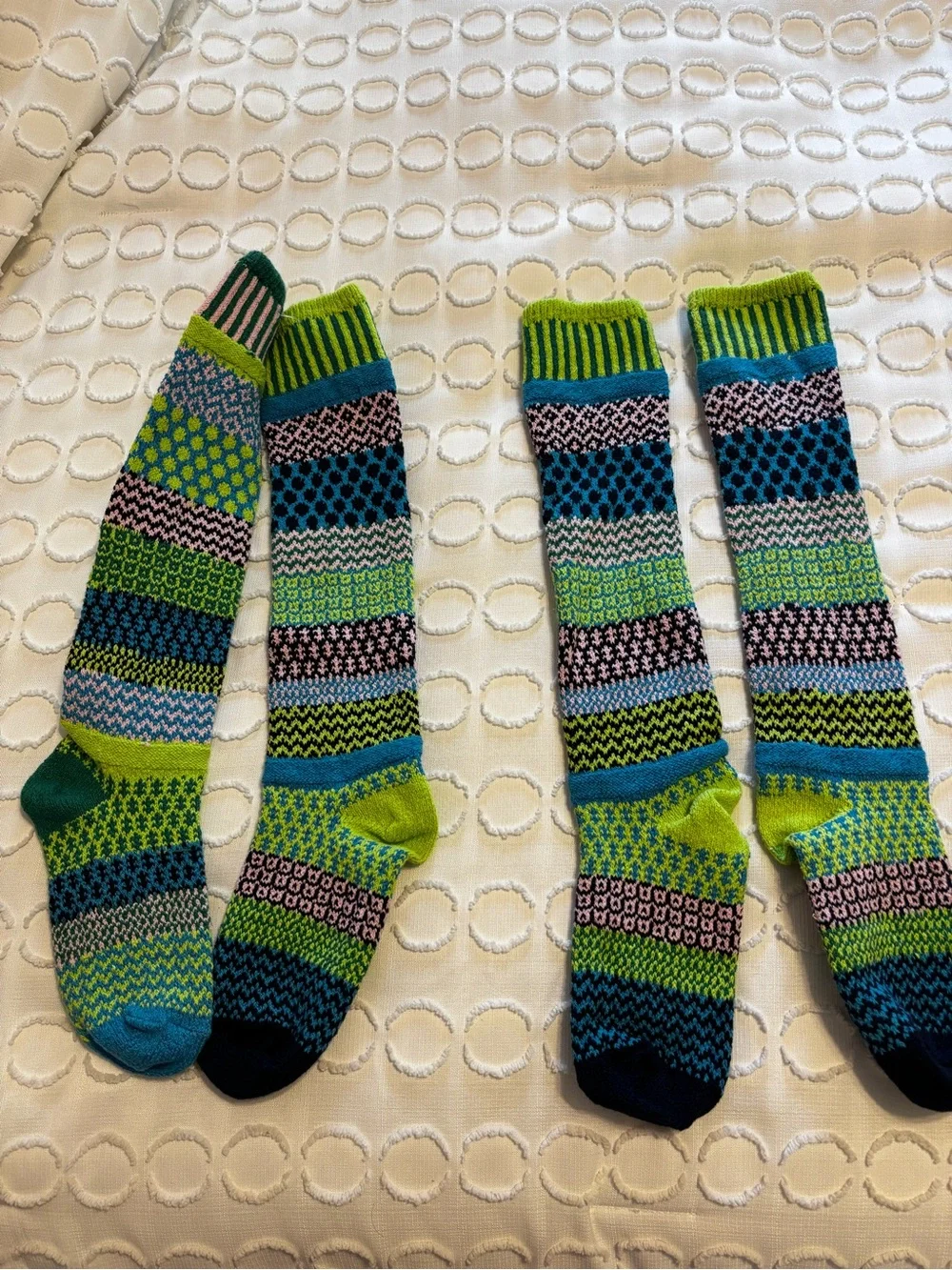 Solmate Mismatched Knee High Socks in Waterlily shoe size 6-8